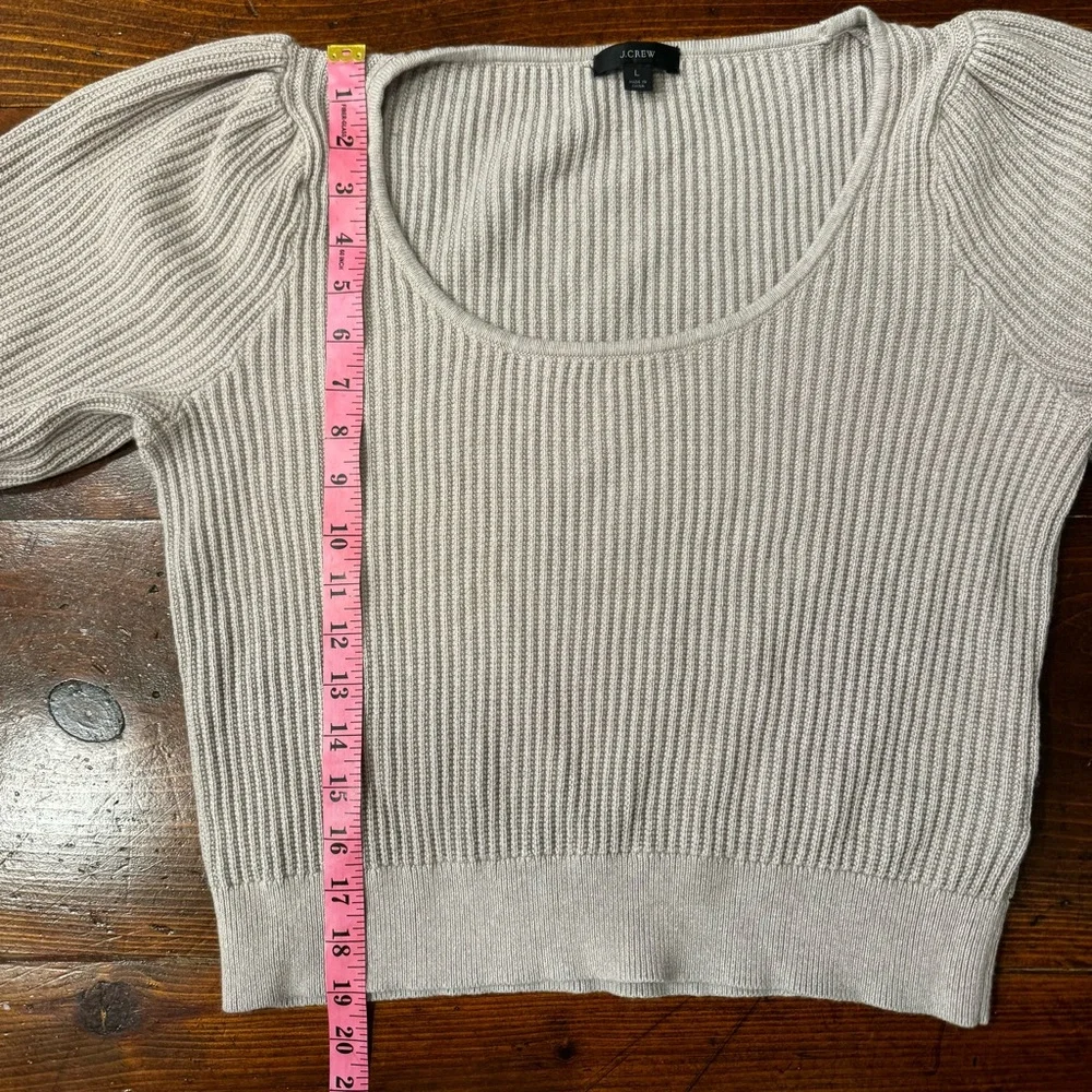 J. Crew Mauve Ribbed Knit Sweater. Cotton‎ Cashmere Blend. Bubble sleeve- Large